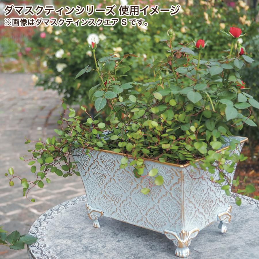 26日午前中まで　ポット　ブリキ　ティン桶プランター　タイプD  セット 植木鉢 プランター おしゃれ 丸型 穴あき ブリキポット ダマスクティン