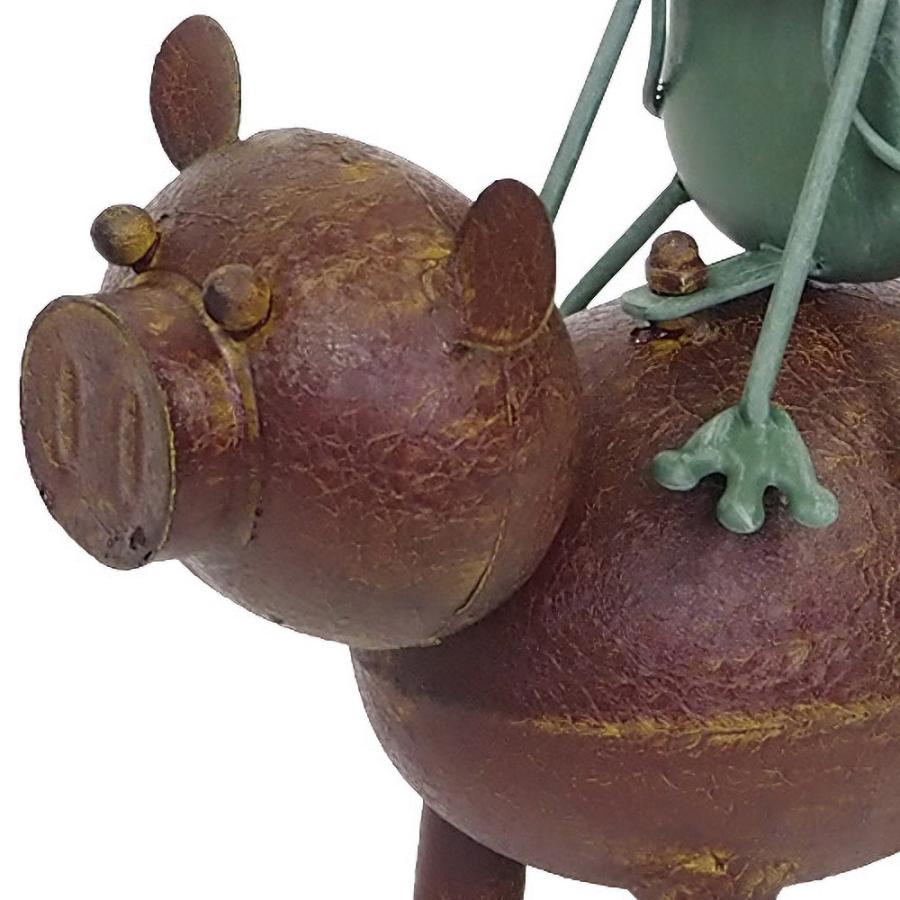 カエル 置物 ブリキ ピッグカエルライディング : ポッチワン - 通販