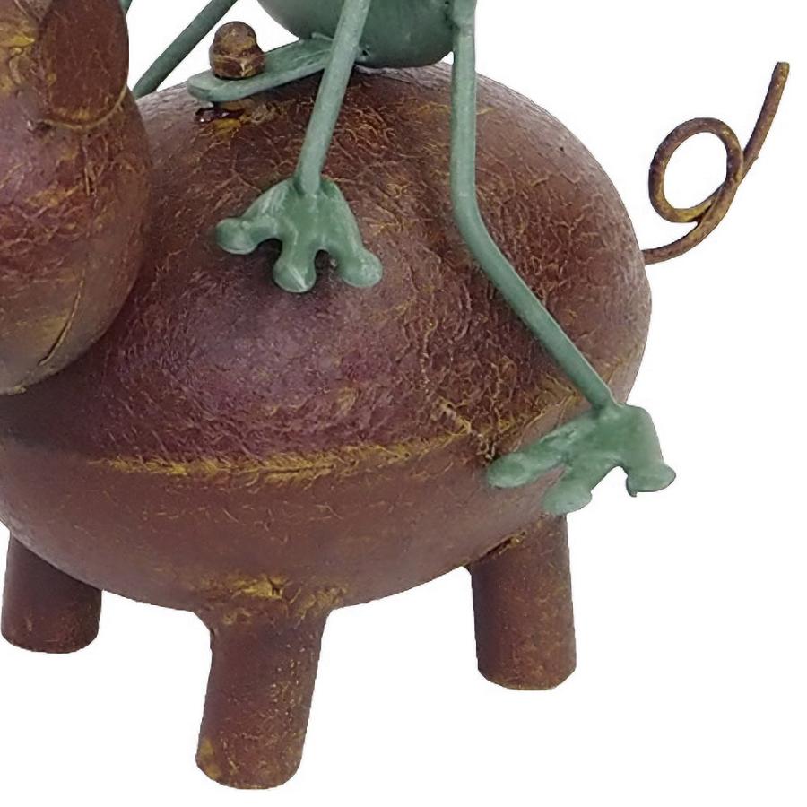 カエル 置物 ブリキ ピッグカエルライディング : ポッチワン - 通販