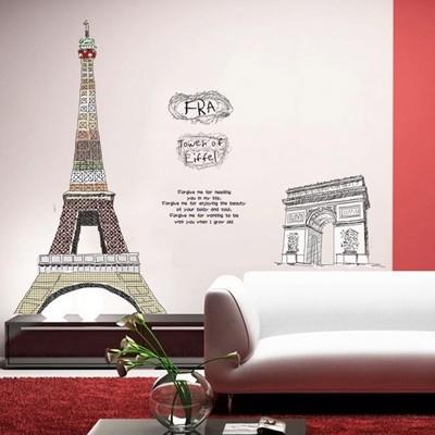 ウォールステッカー フランス エッフェル塔 & 凱旋門 : pa714155 