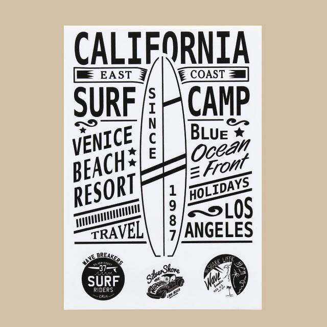 ウォールステッカー SURF CAMP （メール便対応・4個まで）｜pocchione