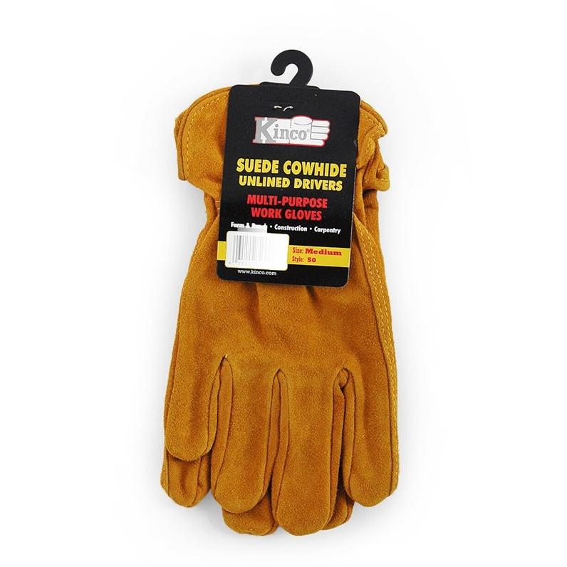 ワークグローブ 牛革 Kinco Gloves（キンコグローブ） Unlined Split Cowhide Leather Driver 50S/M/L （メール便対応・2個まで）｜pocchione