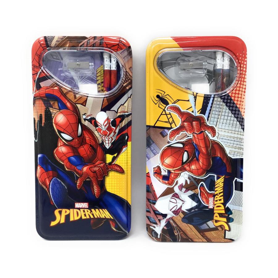 スパイダーマン マーベル 文具付き缶ペンケース（2種アソート