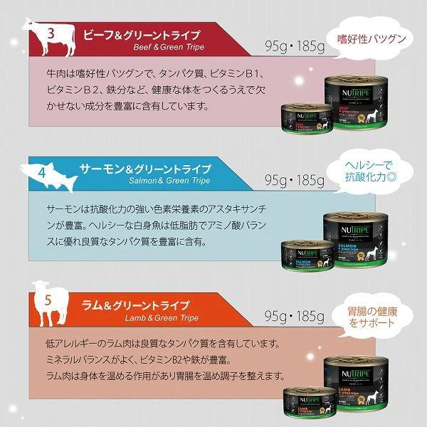 送料無料 「ニュートライプ PURE ピュア サーモン＆グリーントライプ 185g 24個」 NUT3775 8885003133465-24ドッグフード 缶詰_16