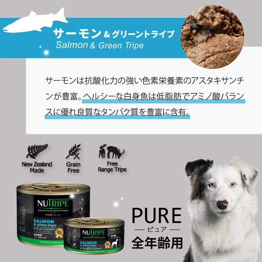 送料無料 「ニュートライプ PURE ピュア サーモン＆グリーントライプ 185g 24個」 NUT3775 8885003133465-24ドッグフード 缶詰_2