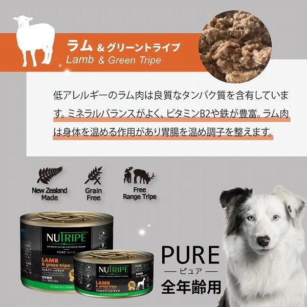 送料無料 「ニュートライプ PURE ピュア ラム＆グリーントライプ 95g 24個」 NUT3787 8885003134202-24ドッグフード 缶詰｜poccl｜03