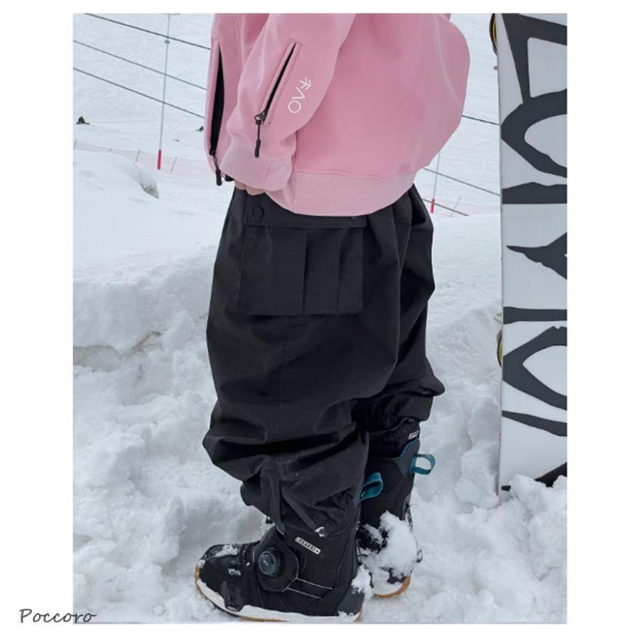 黒 防水 レディース 秋 スノーボードウェア カジュアルパンツ 春