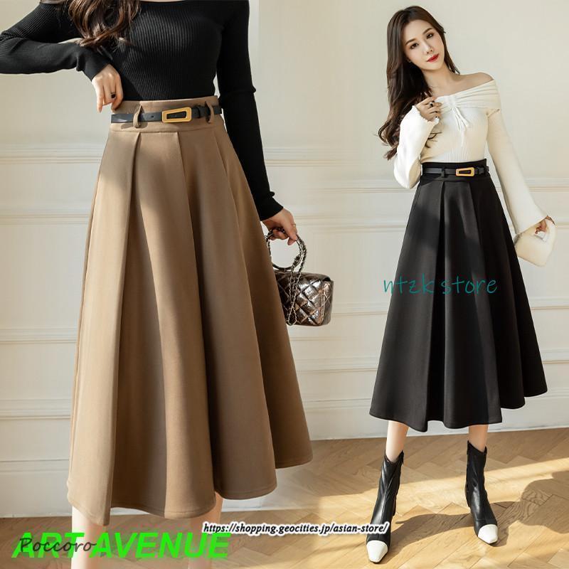 ロングスカート 秋 冬 レディース ボトムス ロング フレアスカート A