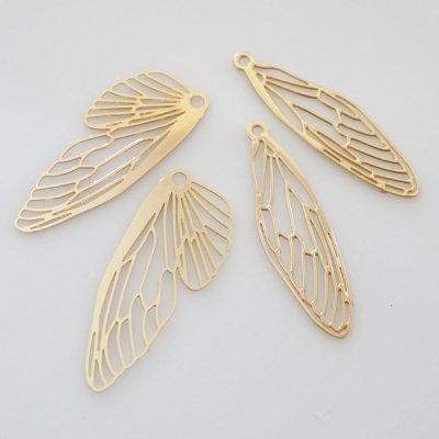 チャーム ハンドメイド材料 金属パーツ羽 繊細な羽のチャーム 各4個