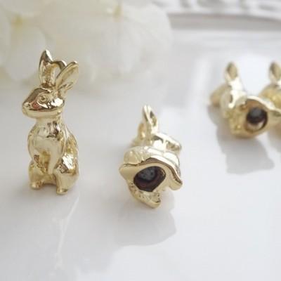 (有)あずき太郎商店　HERMES ウサギデザイン チャーム チャーム ハンドメイド材料 金属パーツ うさぎチャーム ウサギ 1個