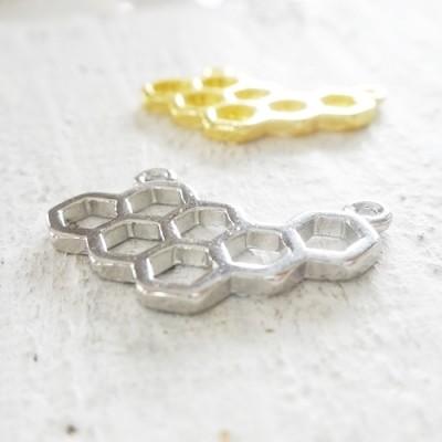 チャーム ハンドメイド材料 金属パーツ ハニカム コネクター 蜂 各3個