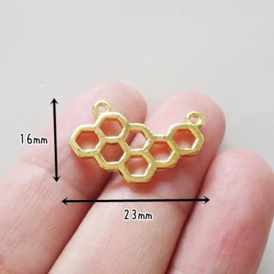 チャーム ハンドメイド材料 金属パーツ ハニカム コネクター 蜂 各3個