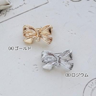ハンドメイド材料 金属パーツ 可愛いリボンブローチ 各1個