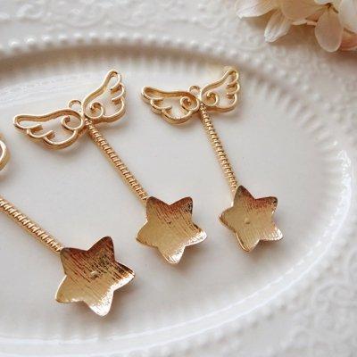 ハンドメイドパーツ 金属パーツ メルヘンな羽が付いたスプーンチャーム 
