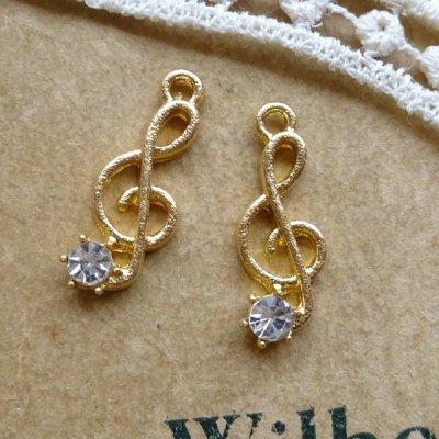 チャーム ハンドメイド材料 金属パーツ 小さな音符チャーム 2個