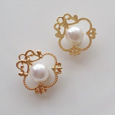 チャーム ハンドメイド材料 金属パーツ 大正ロマン風のパールチャーム