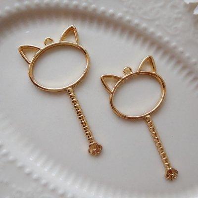 空枠 ハンドメイド材料 金属パーツ 猫のモチーフ空枠 1個