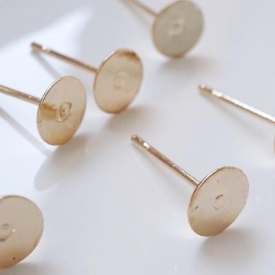 ハンドメイド材料 金属パーツ 激安6mm皿付ピアス金具 5ペア 
