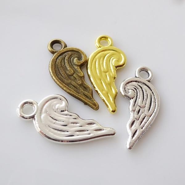 チャーム ハンドメイド材料 金属パーツ 羽 フェザーチャーム 各1個