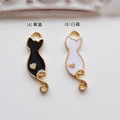 アクセサリーパーツ 金属パーツ 猫のコネクターチャーム 各1個