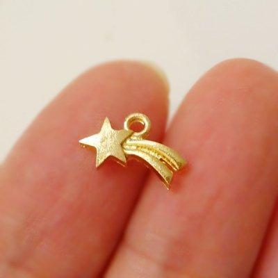 チャーム ハンドメイド材料 金属パーツ 小さな流れ星チャーム 10個