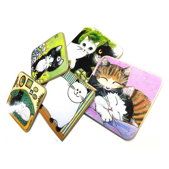 コルクコースター 輸入雑貨ウィーン LUKA BASIC Cat猫柄5種 : Pochi