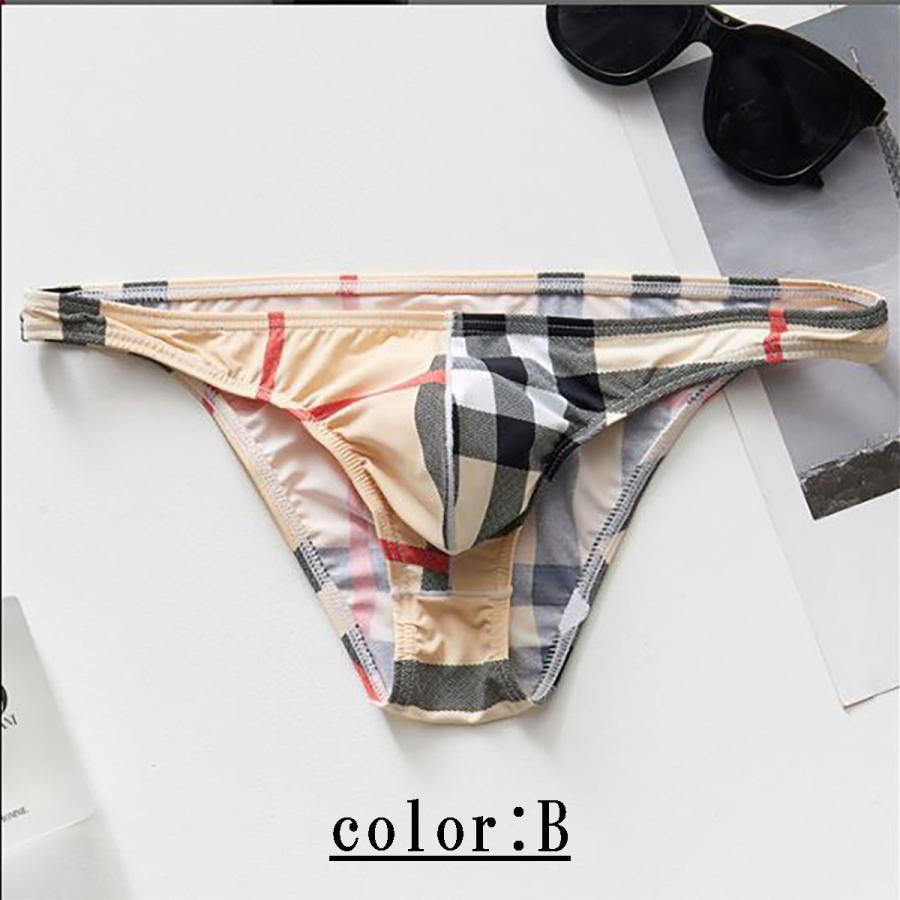 メンズビキニ 男性ビキニショーツ ビキニブリーフ メンズ下着 メンズショーツ ビキニ メンズセクシー下着 サラサラ チェック柄 迷彩柄 花柄 | ブランド登録なし | 02