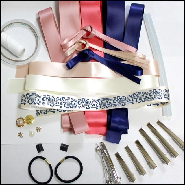 ヘアー アクセサリー キット ガーリーd フリマ バザー 大量作成支援品 両面サテン グログラン 各種 ビジュー ヘアーアクセサリー ヘアピン 手作り ぽちの家 通販 Yahoo ショッピング