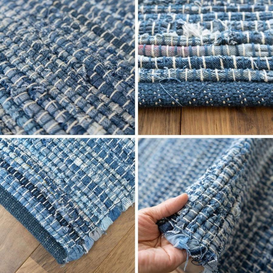 サヤンサヤン 洗える 手織り ラグマット デニムラグ 190x190 2畳 