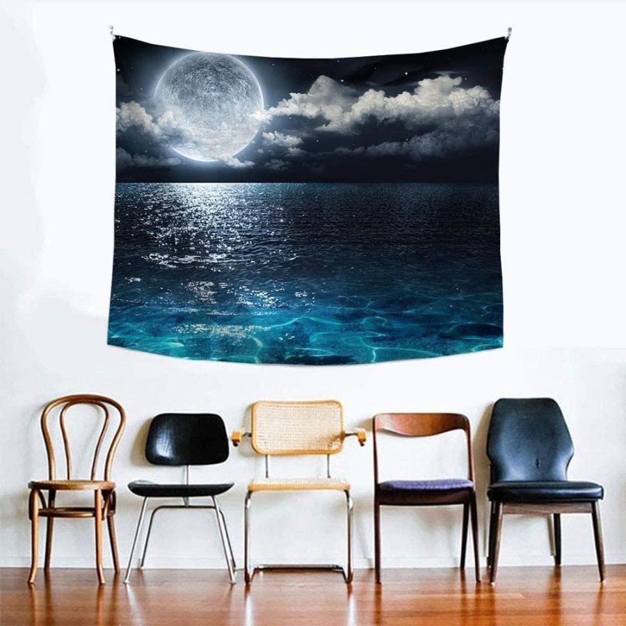 Dorasu タペストリー 壁掛け おしゃれ 大判 夜景 海 星空 満月の夜空 月 北欧 イ 多機能壁掛け ファブリック装飾用品 装飾壁掛け 驚きの価格が実現