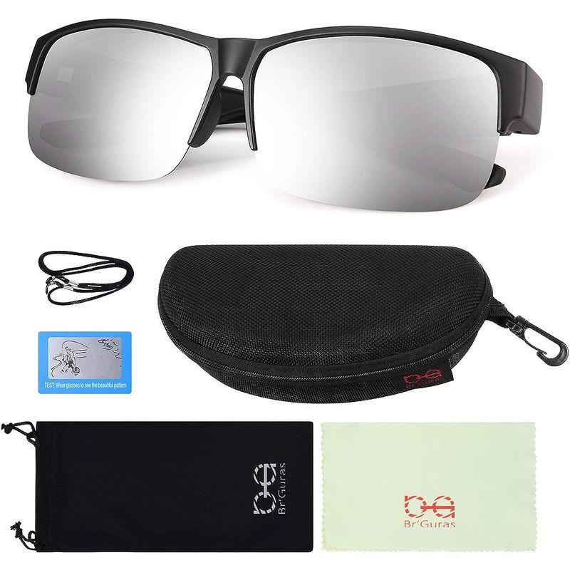 Br'Guras 眼鏡OK メガネの上から掛けられるオーバーサングラス メンズ レディース 兼用 ハーフリムタイプ 偏光 UV400 紫外｜pochon-do｜06