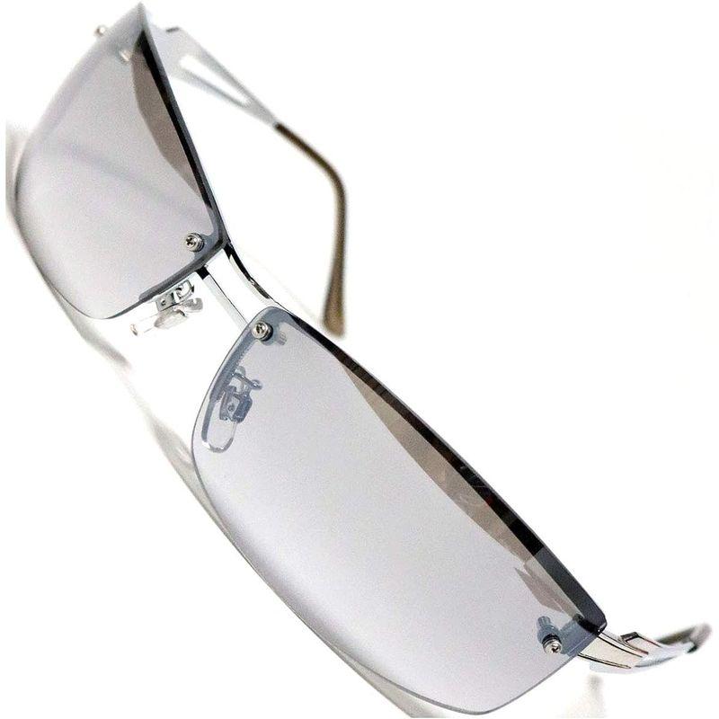 シルバー×グレーミラーハーフ サングラス 度なしメガネ ファッションメガネ めがね 眼鏡 メンズ レディース 丸 四角 透明 色付き 小さい｜pochon-do｜06
