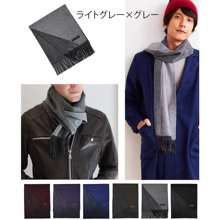 おすすめ マフラー リバーシブル 100 カシミヤ ピュア バイヤー Buyer 全6色 メンズ ライトグレー 大判 厚手 無地 男性 カシミア 財布 帽子 ファッション小物 Gvcomrec Com