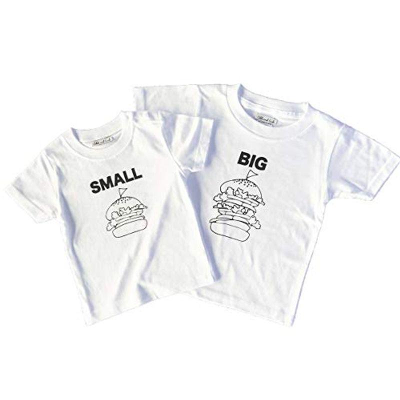 出産祝い 2人目 兄弟 姉妹 おそろい ハンバーガー SMALL×BIG プリント Tシャツ 2枚組 ギフトセット 80cm×110cm