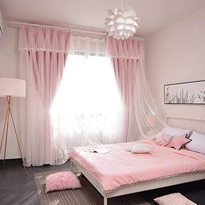 姫系 カーテン 遮光 おしゃれ フリルカーテン 可愛い 二重カーテンレース 一体型 掃き出し窓 腰窓 出窓用 遮光率90 女子 子供部屋 Www Inmera Com Ec