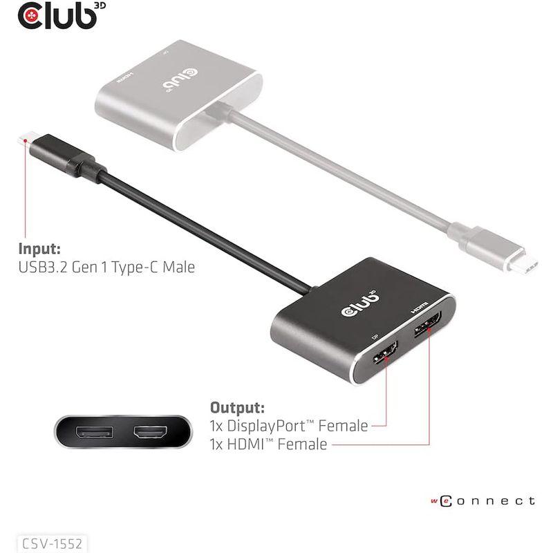 Club 3D MST ハブ USB3.2 Gen2 Type-C (DP Alt-Mode) to DisplayPort + HDMI｜pochon-do｜02