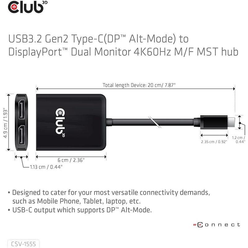 Club 3D MST Hub USB Type C to DisplayPort 4K 60Hz Dual Monitor デュアル ディ｜pochon-do｜03