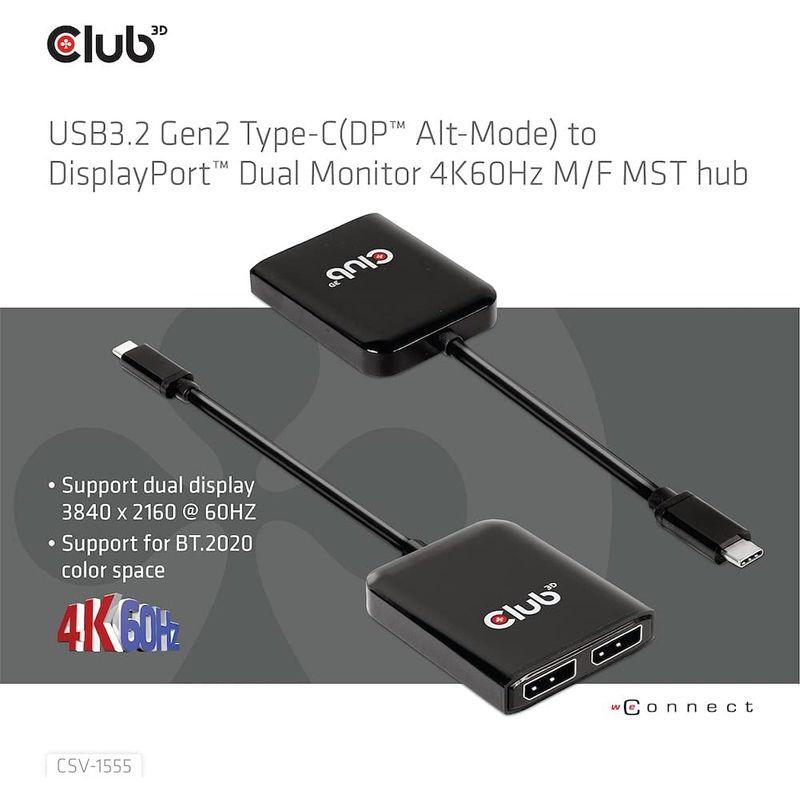 Club 3D MST Hub USB Type C to DisplayPort 4K 60Hz Dual Monitor デュアル ディ｜pochon-do｜04