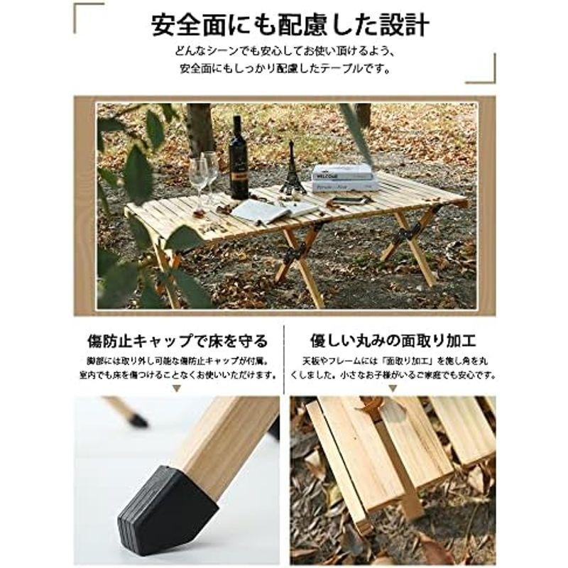 LAMA キャンプア テーブル 木制 折りたたみ 組立簡単 120*60*42cm クラシックウッドロールテーブル 耐荷重高い 耐久性 コン｜pochon-do｜03