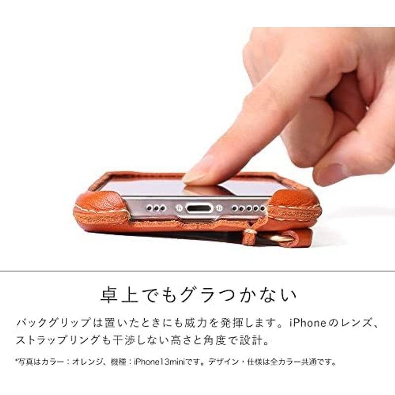 HUKURO iPhone13 mini 用 ケース 革 NEW (左手持ち, ブラウン)｜pochon-do｜04