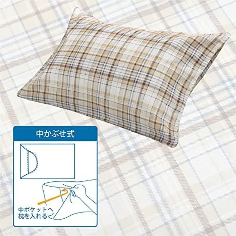 西川(nishikawa) 枕カバー ピローケース 63X43cmのサイズの枕用 洗える お肌に優しい肌触りの綿100％ 中かぶせ式 チェッ｜pochon-do｜13