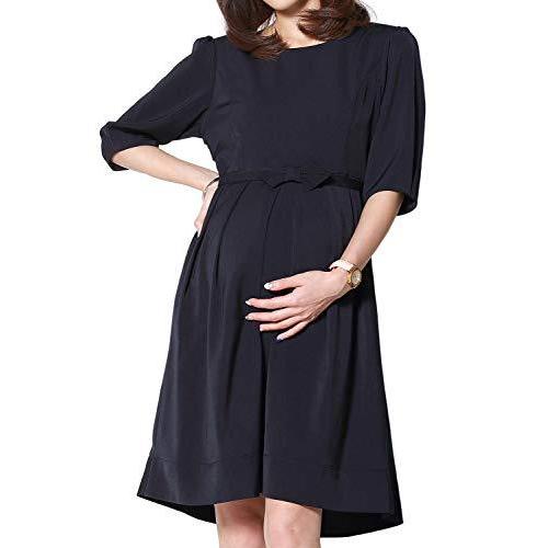 正規激安 Sweet Mommy マタニティ 授乳服 ワンピース 授乳口 フォーマル 裏地付き リボンベルト取り外し可 M ネイビー 人気ブランド Cygen Eu