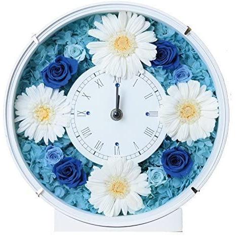 Lulus プリザーブドフラワー ガーベラサークル時計 サイズ幅24cm長さ8cm高さ24cm ブルー Lulus-0032 Lulus プリザーブドフラワー ガーベラサークル時計 サイズ幅24cm長さ8cm高さ24cm ブルー