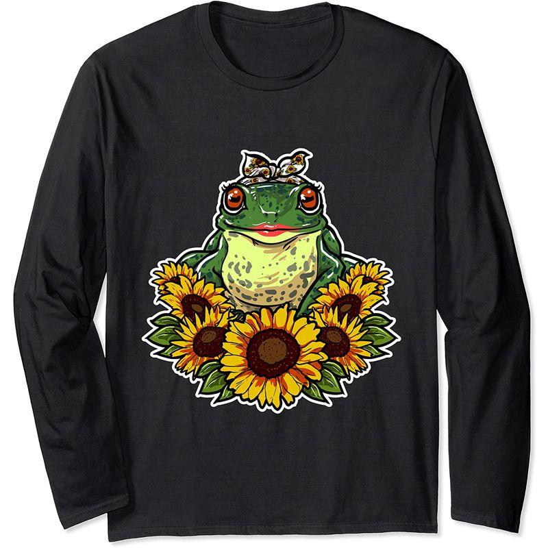 かわいい愛のヒキガエルのギフトのひまわりの装飾のカエル 長袖tシャツ ぽちょん堂本店 通販 Yahoo ショッピング