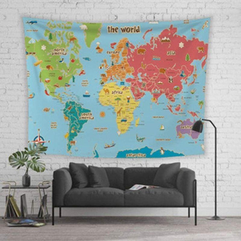 ヴィンテージマップ 地図 ポスター 柄 コットン 布 ファブリック 世界地図 タペストリー マップ古代世界地図タペストリーポリエステルファブリックタペストリーウォールアートハンギング150x0 Cm Acores Com Br