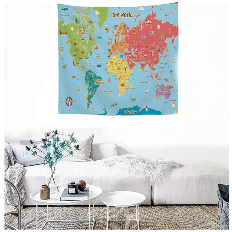 ヴィンテージマップ 地図 ポスター 柄 コットン 布 ファブリック 世界地図 タペストリー マップ古代世界地図タペストリーポリエステルファブリックタペストリーウォールアートハンギング150x0 Cm Acores Com Br