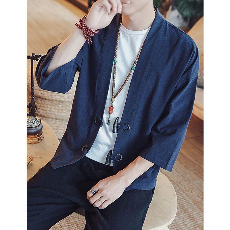 メンズ カーディガン 7分袖 開襟シャツ 羽織 チャイナスーツ アウター 夏 和風 トップス 修行僧 ゆったり カジュアル 大きいサイズ ぽちょん堂本店 通販 Yahoo ショッピング