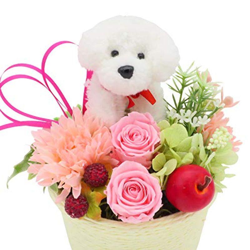 誕生日プレゼント 花 女性 プレゼント プリザーブドフラワー ギフト フラワーアレンジメント トイプードル 犬 アレンジメント ぬいぐるみ ぽちょん堂本店 通販 Yahoo ショッピング