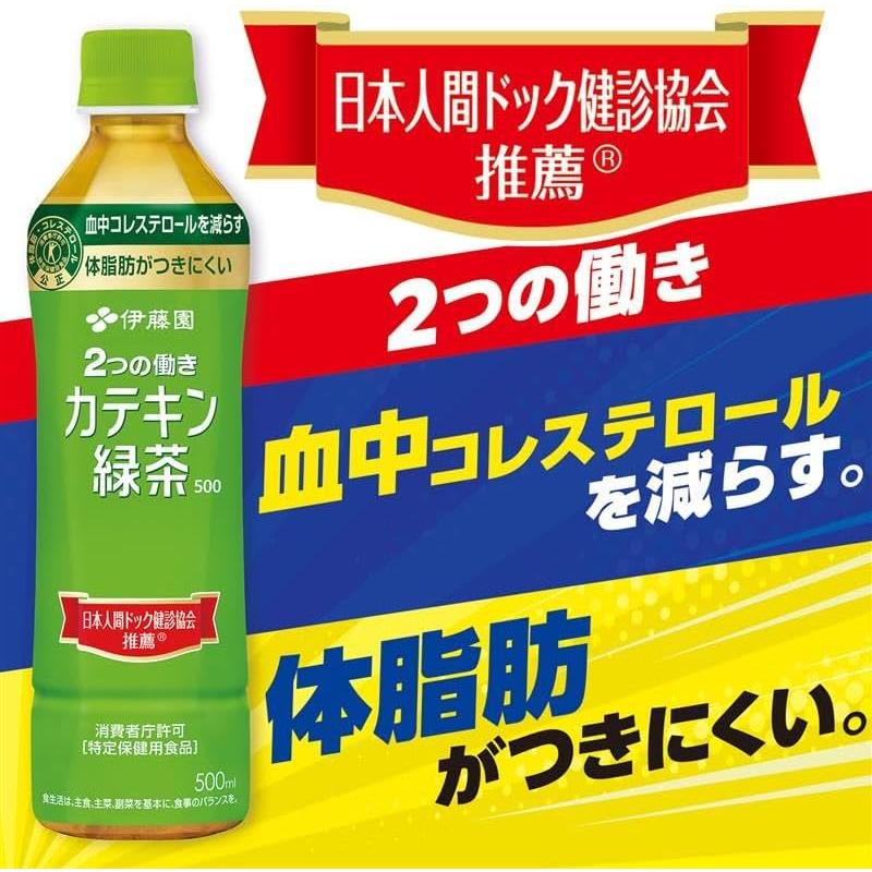 カテキン緑茶 送料無料 伊藤園 2つの働き 500mlペットボトル 48本(24本