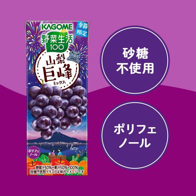 野菜生活100 【送料無料】カゴメ 山梨巨峰ミックス 195ml紙パック 48本